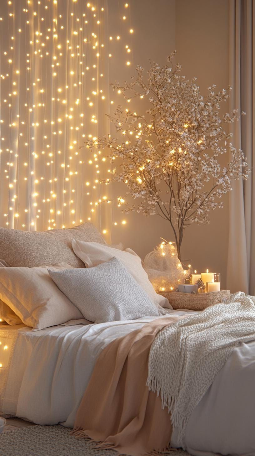 21 Magical Christmas Decor Inspiration for a Cozy Home 43 18. Enchanting Bedside Christmas Tree Display-0
