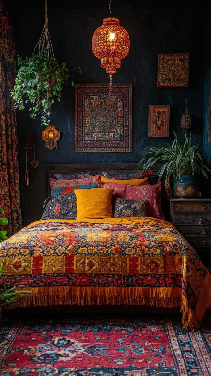 8. Warm, layered textiles on the bed with Persian-style rugs-0