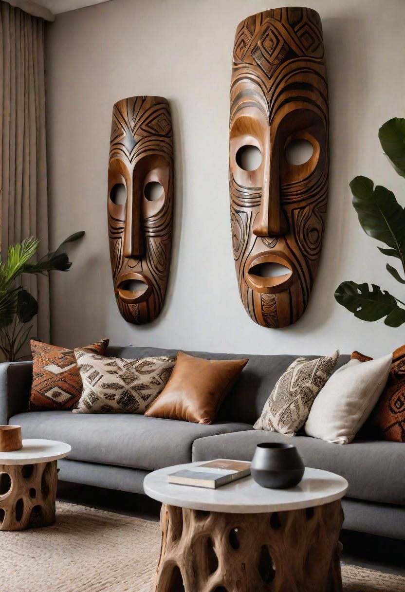 45 Chic & Modern Boho Living Room Ideas To Copy 13 4. Sculptural Tree Trunk Side Tables-3