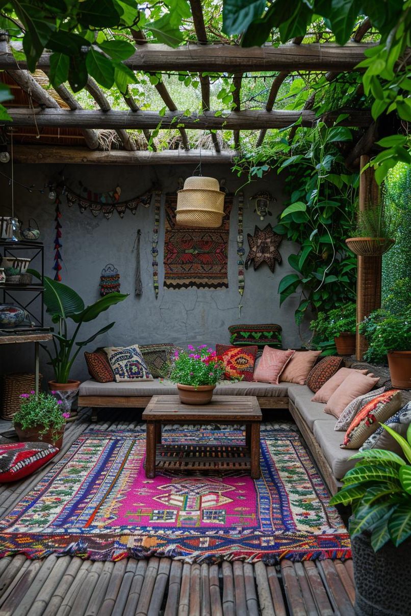 15 Gorgeous Budget-Friendly Back Patio Ideas 4 1. Budget-Friendly Boho Patio Seating Ideas-1
