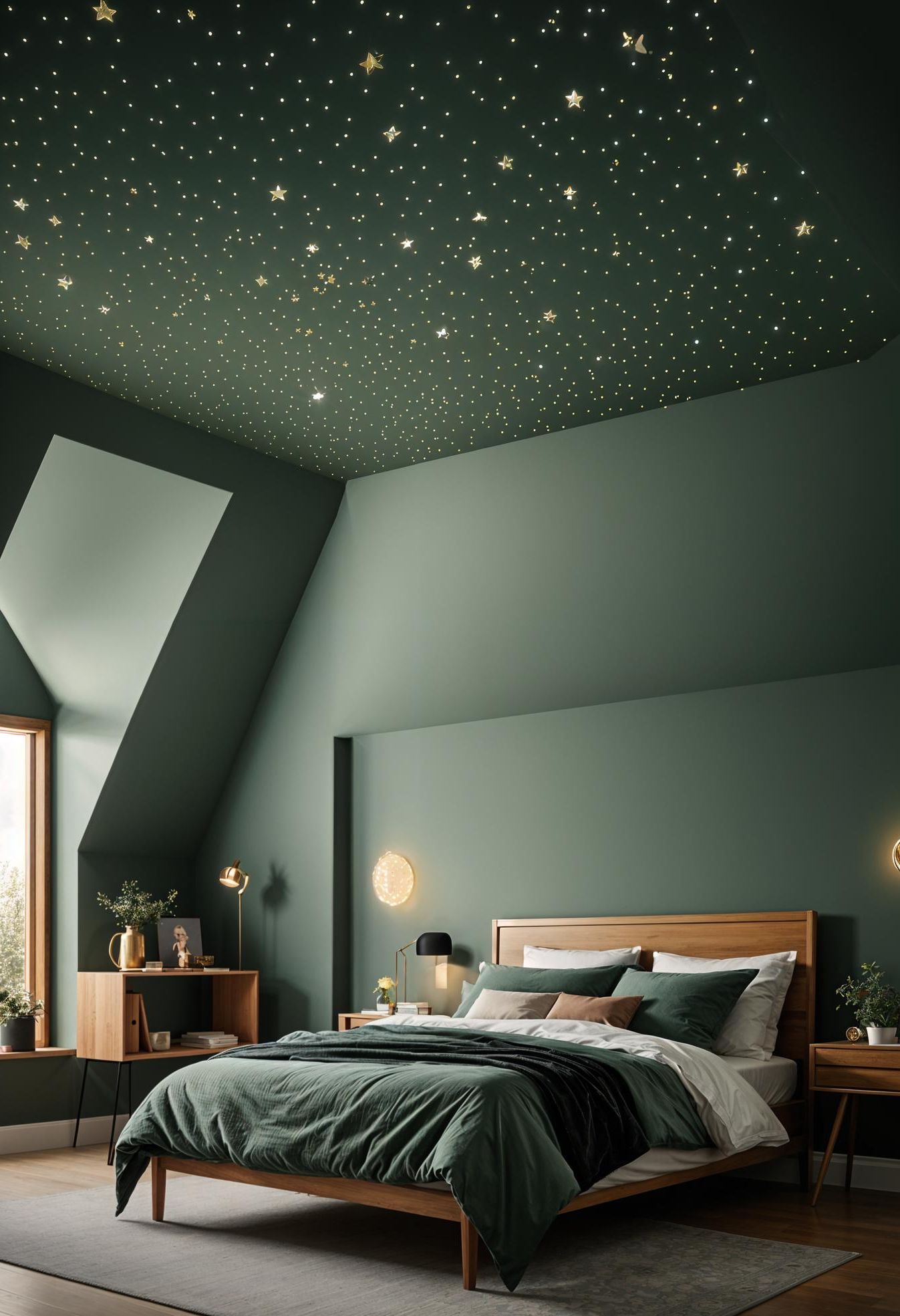 21. Dreamy Starry Sage Green Ceiling-0
