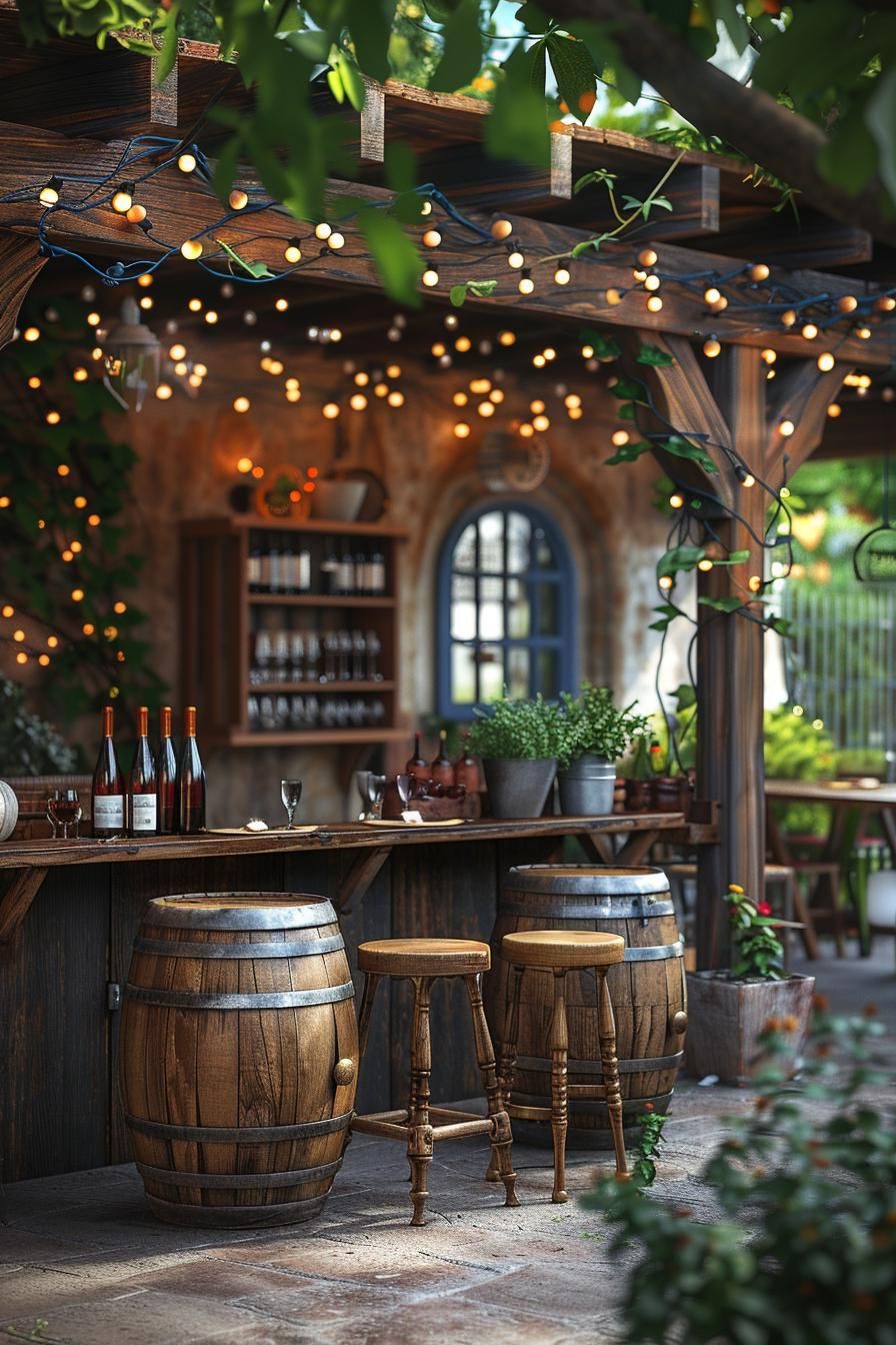 8. Charming Wine Barrel Mini Bar-0