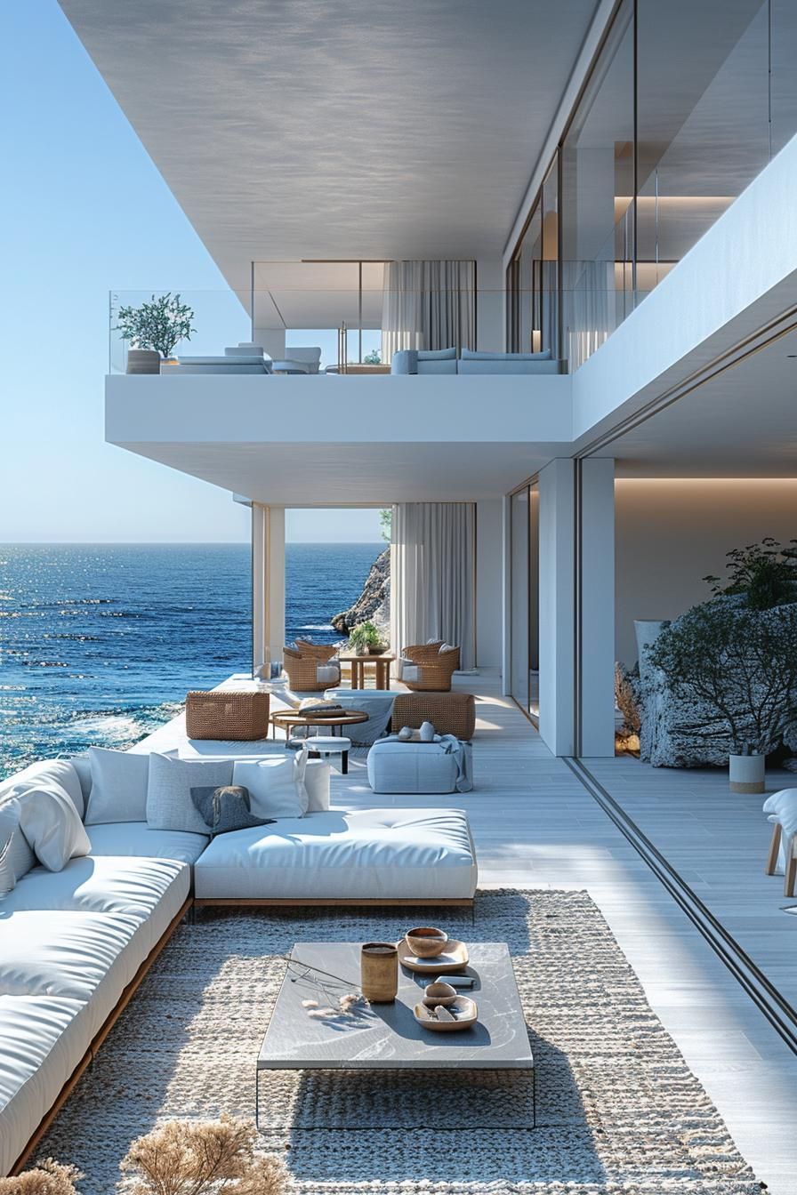 15 Aesthetic Modern Coastal Living Room Ideas 36 14. Seamless Indoor-Outdoor Living Space-2