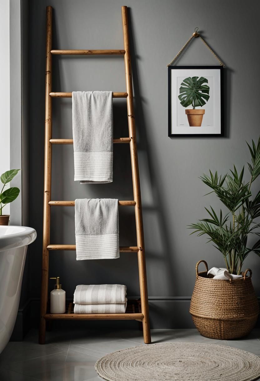 14. Boho Bamboo Towel Ladder Inspiration-0