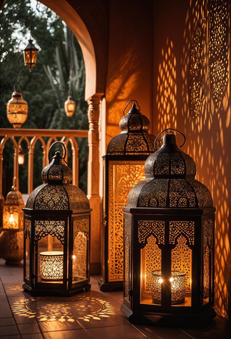 15 Chic Boho Patio Ideas You’ll Love 15 6. Exquisite Moroccan Lanterns for Boho Patio-1