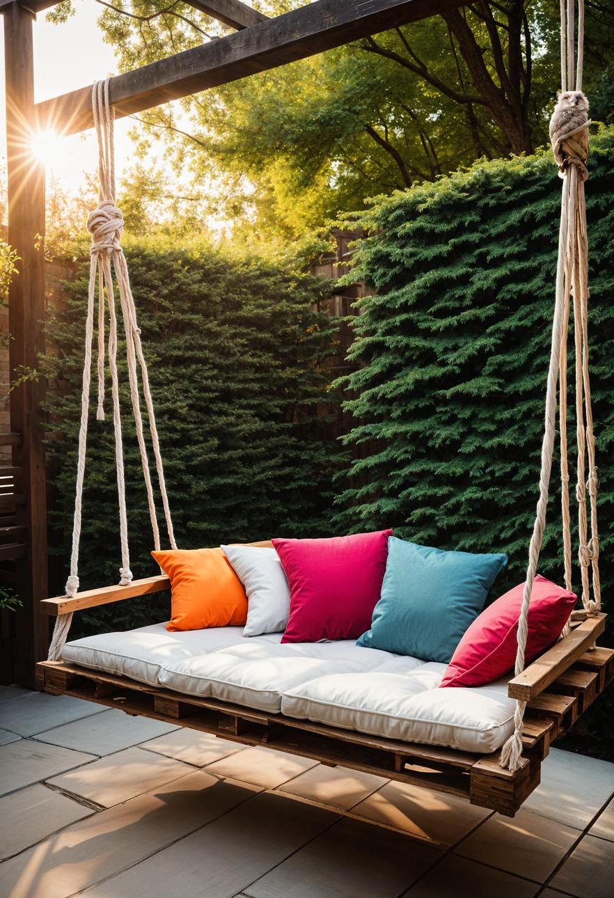 15 Gorgeous Budget-Friendly Back Patio Ideas 9 4. Cozy Pallet Swing Reading Nook-0