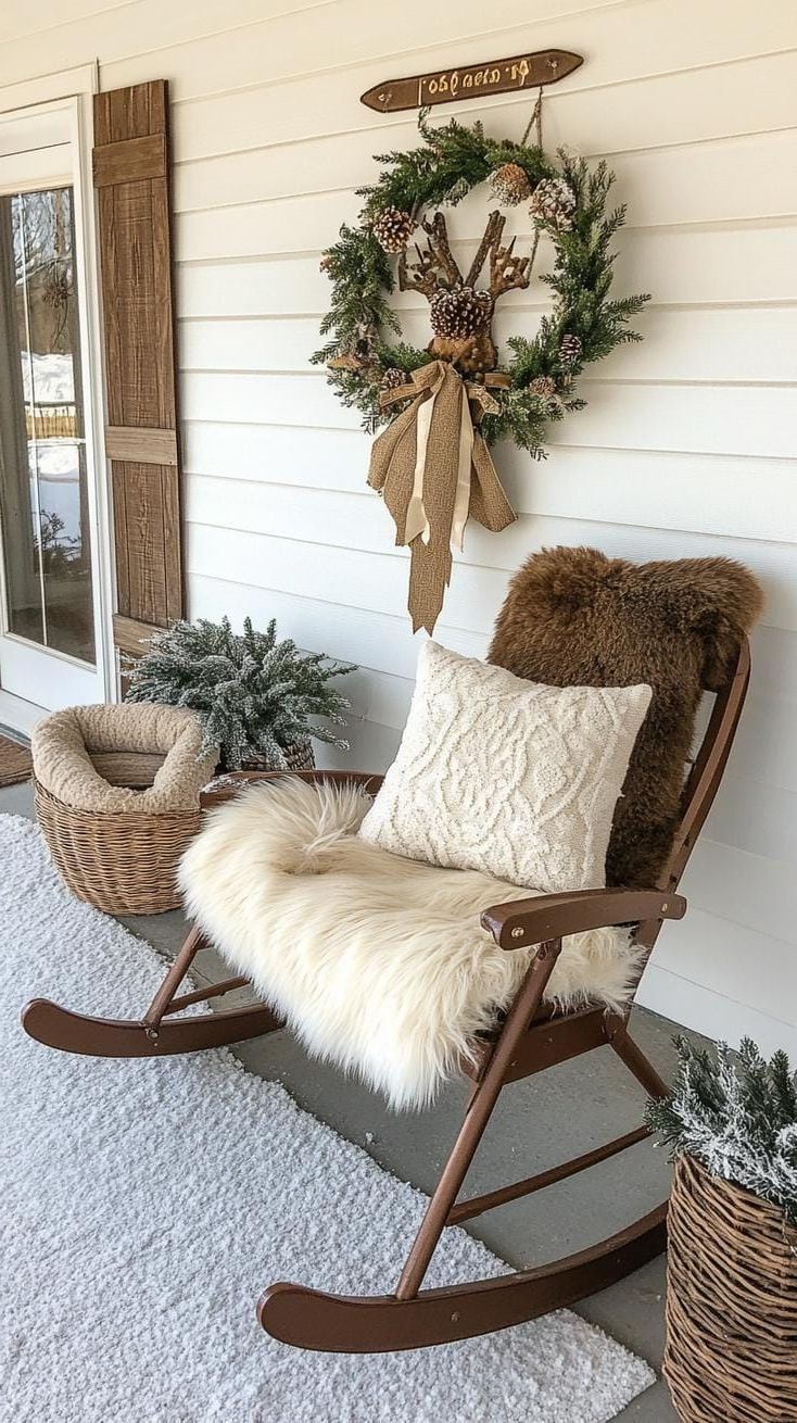 15 Gorgeous Winter Porch Decor Ideas to Spark Your Creativity 10 3. Vintage Sled Display with Faux Fur Accents-1