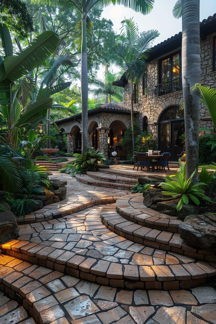 23 Gorgeous Paver Patio Ideas You Must See 21 7. Spiral Pathways to Patio-1