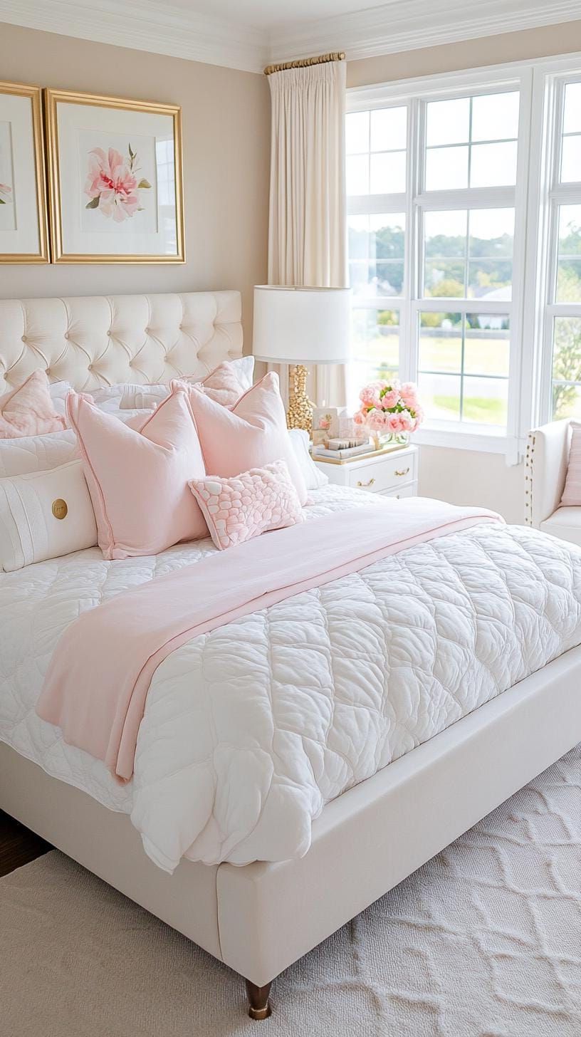 21 New Bedroom Ideas for Your 2025 Refresh 33 11. Soft pinks and pastels with faux fur accents-0