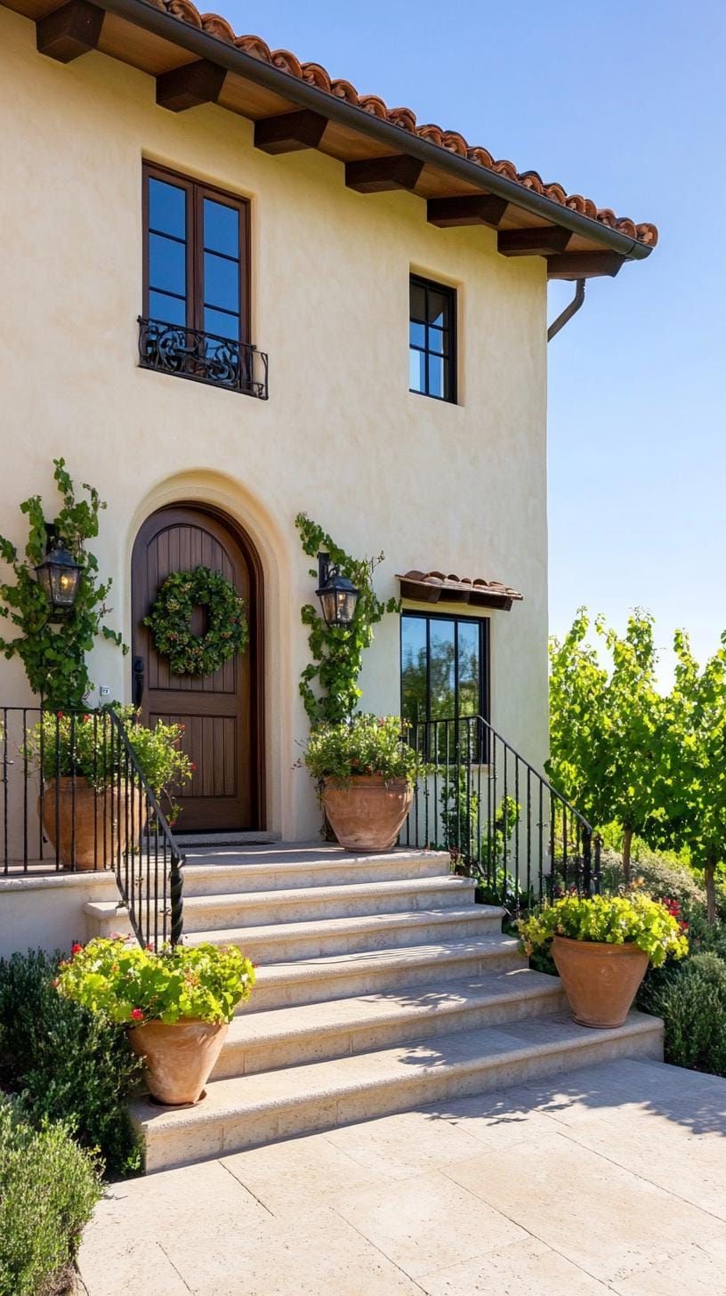 15. Tuscan vineyard inspired with terra cotta pottery, grapevine wreaths, and wrought iron-0