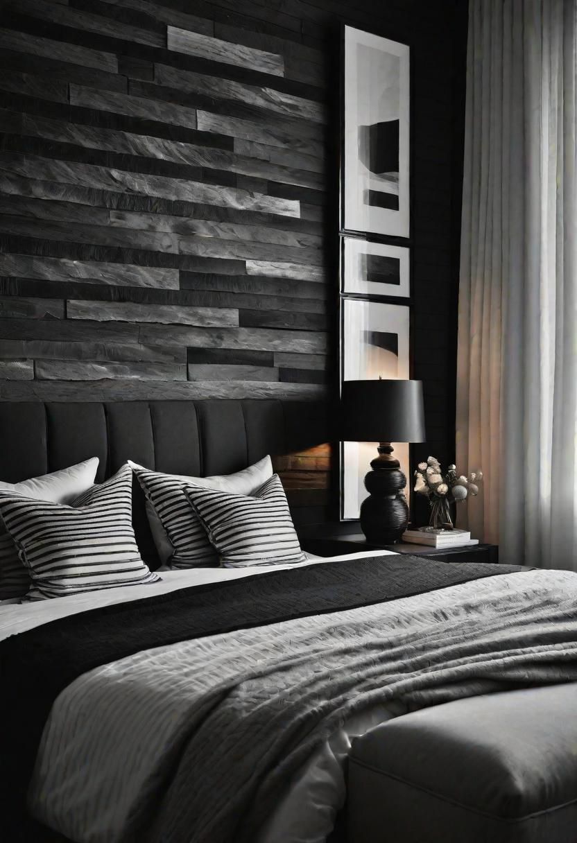 45 Black and White Bedroom Ideas for Timeless Elegance 28 26. Adding Depth with Textured Walls-0