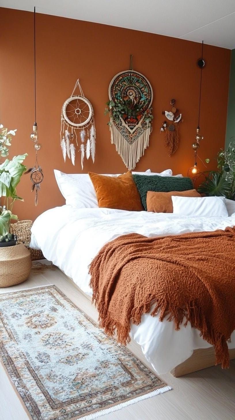 11. Terracotta Wall Paint and Matching Décor-3