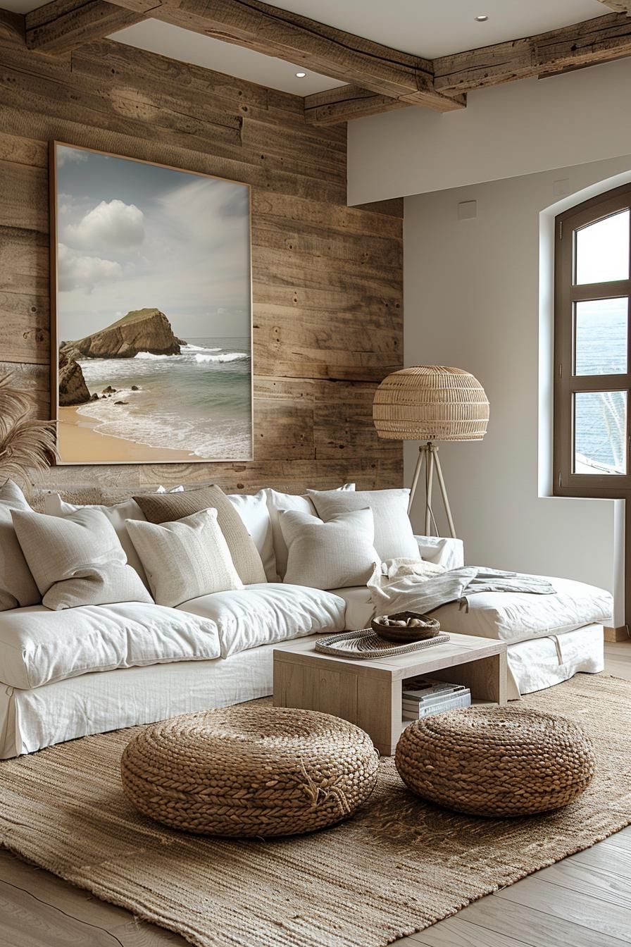 15 Chic Neutral Coastal Living Room Ideas You Will Love 12 4. Coastal Rope Lamp Bases-1
