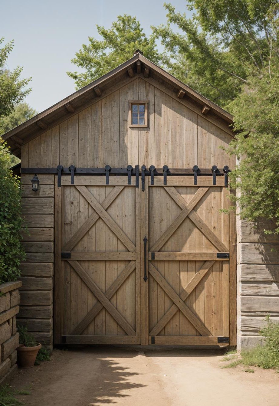 19 Inspiring Farmhouse Gate Ideas for Charming Entrances 16 10. Antique Barn Gate Entrance Feature-0