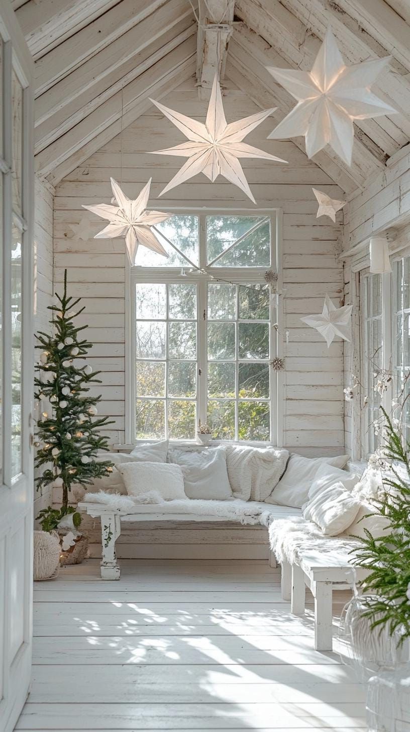 21 Magical Christmas Decor Inspiration for a Cozy Home 21 9. Scandinavian White Christmas Sunroom-0
