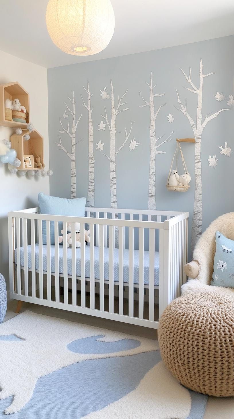 6. Ethereal Twilight Grove with Cool Blues and Silvery Hues-0