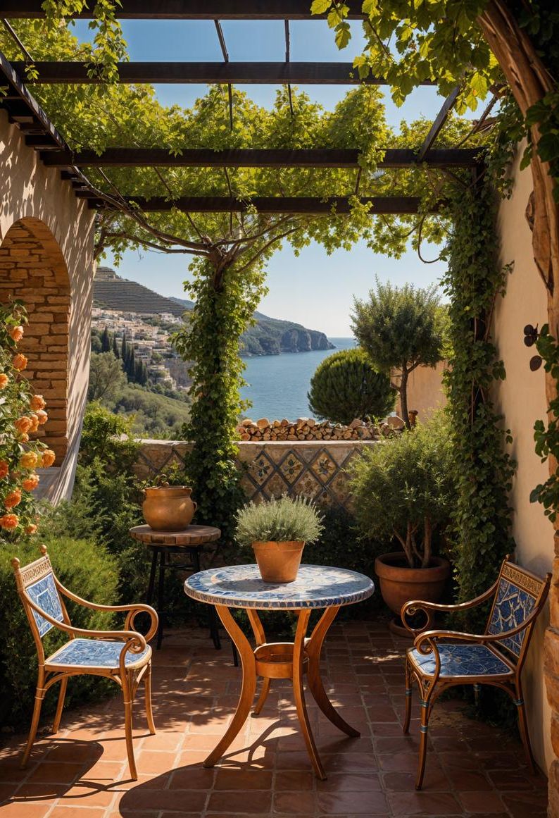 25 Stunning Small Garden Layout Ideas 26 12. Mediterranean Mosaic Bistro Garden-0