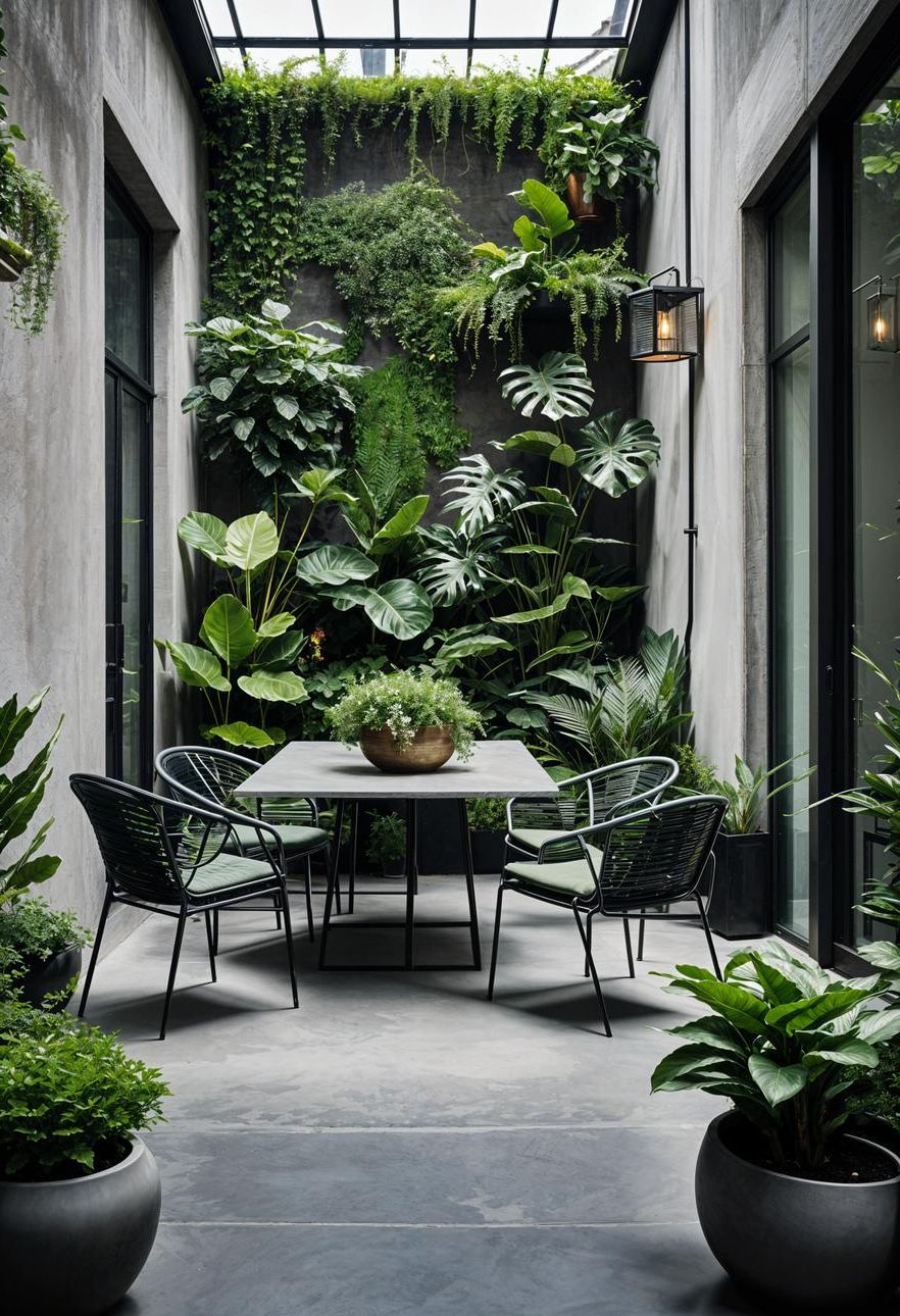 19 Unique Concrete Patio Ideas You Must See (New) 30 13. Urban Jungle Patio Inspiration-0