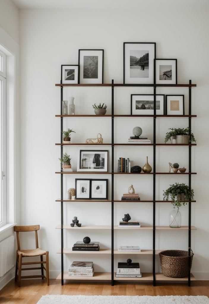 21 Elegant Built-In Shelves Ideas for the Living Room 25 18. Artistic Built-In Shelving Display-0