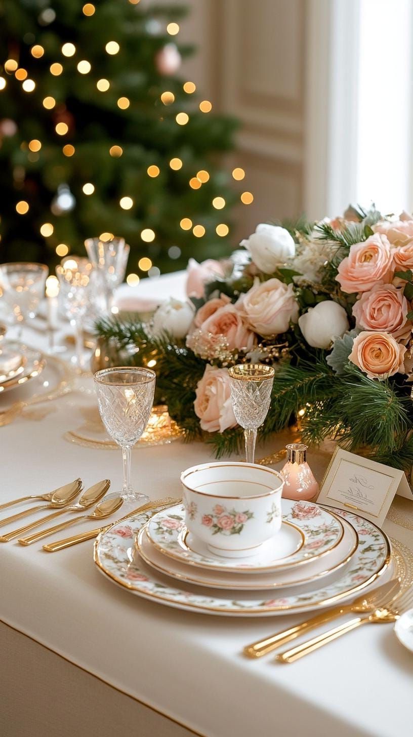 20. Luxurious Gold and Cream Christmas Table with Statement Centerpiece-2