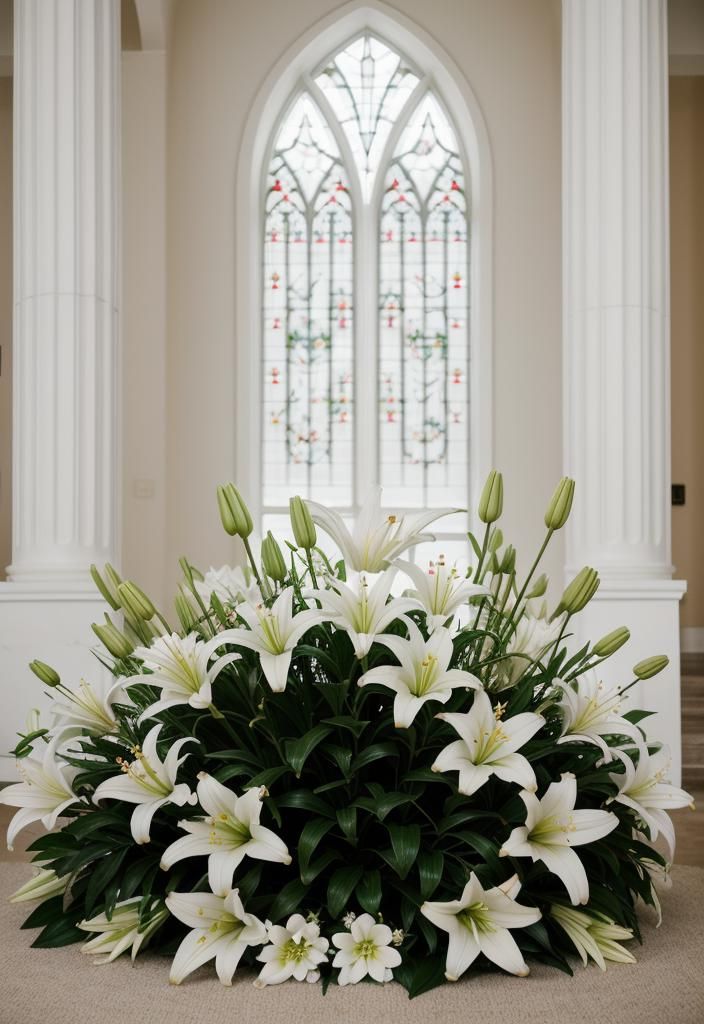 12 Divine Easter Decorations for the Church: Sacred Beauty and Grace 14 8. White Lily Altar Decorations-0