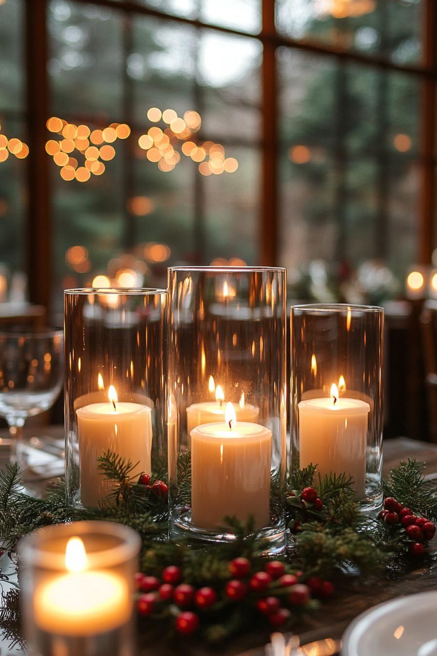 12. Winter Greenery Candle Displays-0