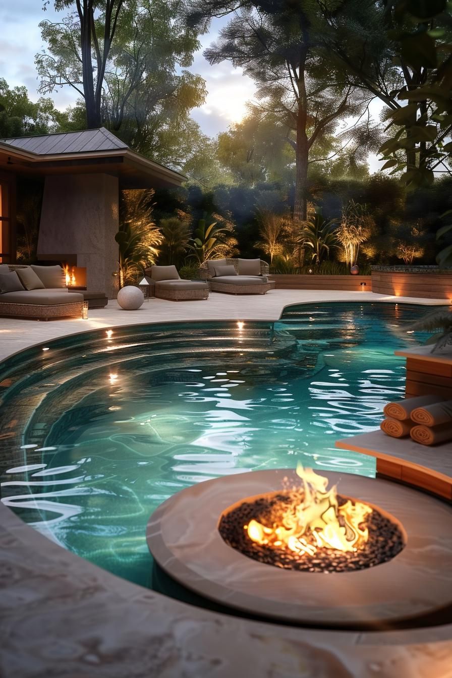 15 Modern Pool Designs Transforming Your Backyard 35 13. Fire Pit Plunge Pool Design-1