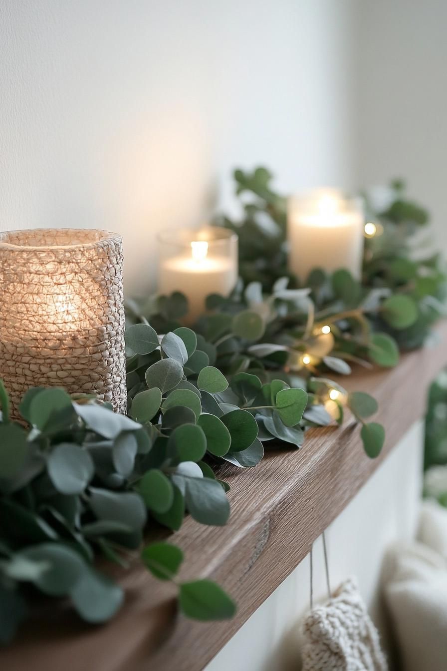 20 Minimalist Christmas Decor Ideas You’ll Love in 2025 34 14. Subtle Eucalyptus Holiday Greenery-0