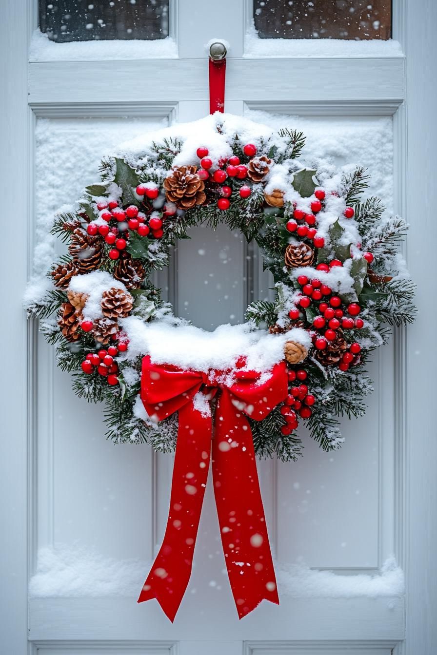 7. Festive White Wreaths with Red-2