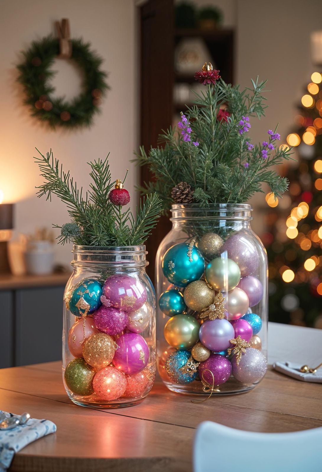 16. Colorful Ornaments in Mason Jars-0