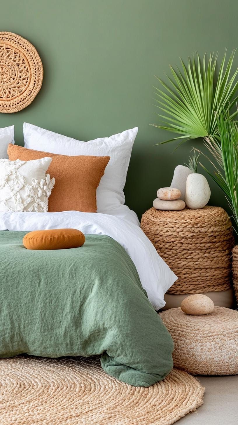 16. Zen Retreat: Incorporate sage and cream-colored natural stones as decoration for a calming effect-2