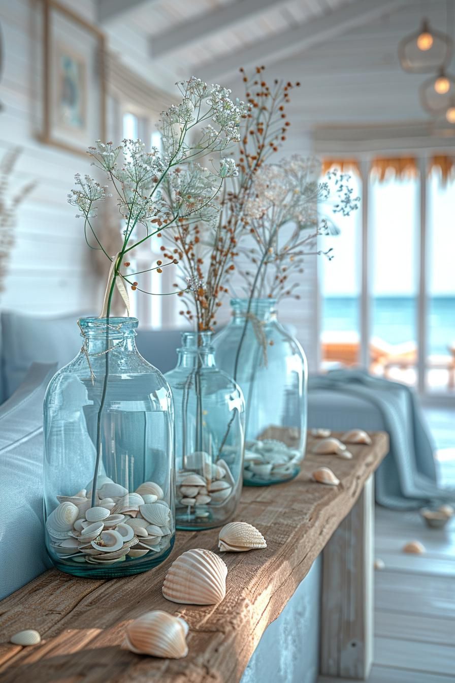 15 Aesthetic Modern Coastal Living Room Ideas 19 7. Coastal Vase Decor Inspiration-0