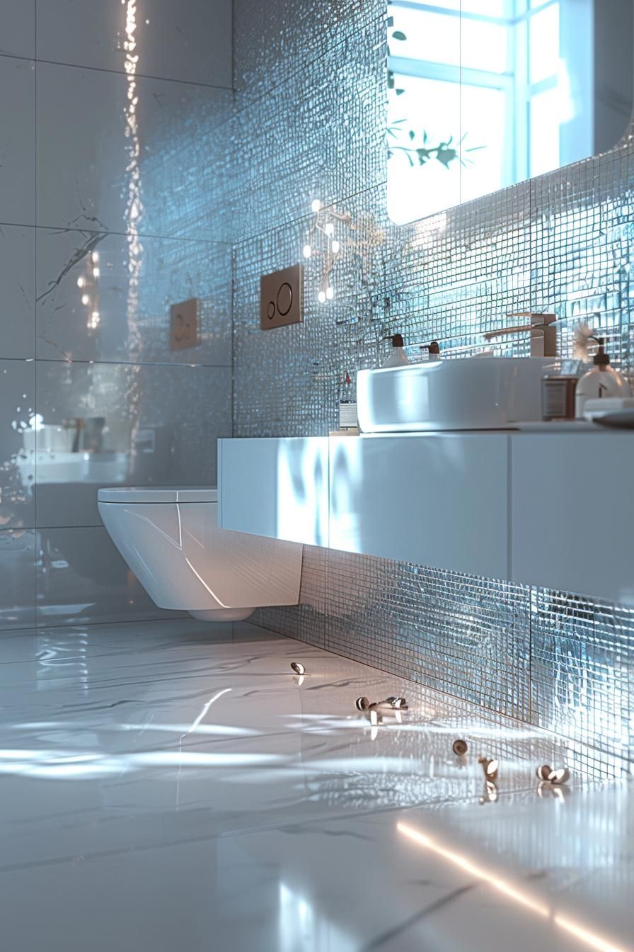 9. Sleek Metallic Bathroom Tile Ideas-0