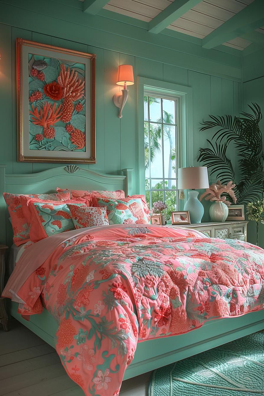 15 Dreamy Pink Coastal Bedroom Ideas: Beachy & Aesthetic 6 2. Oceanic Pink Bedroom Haven-0