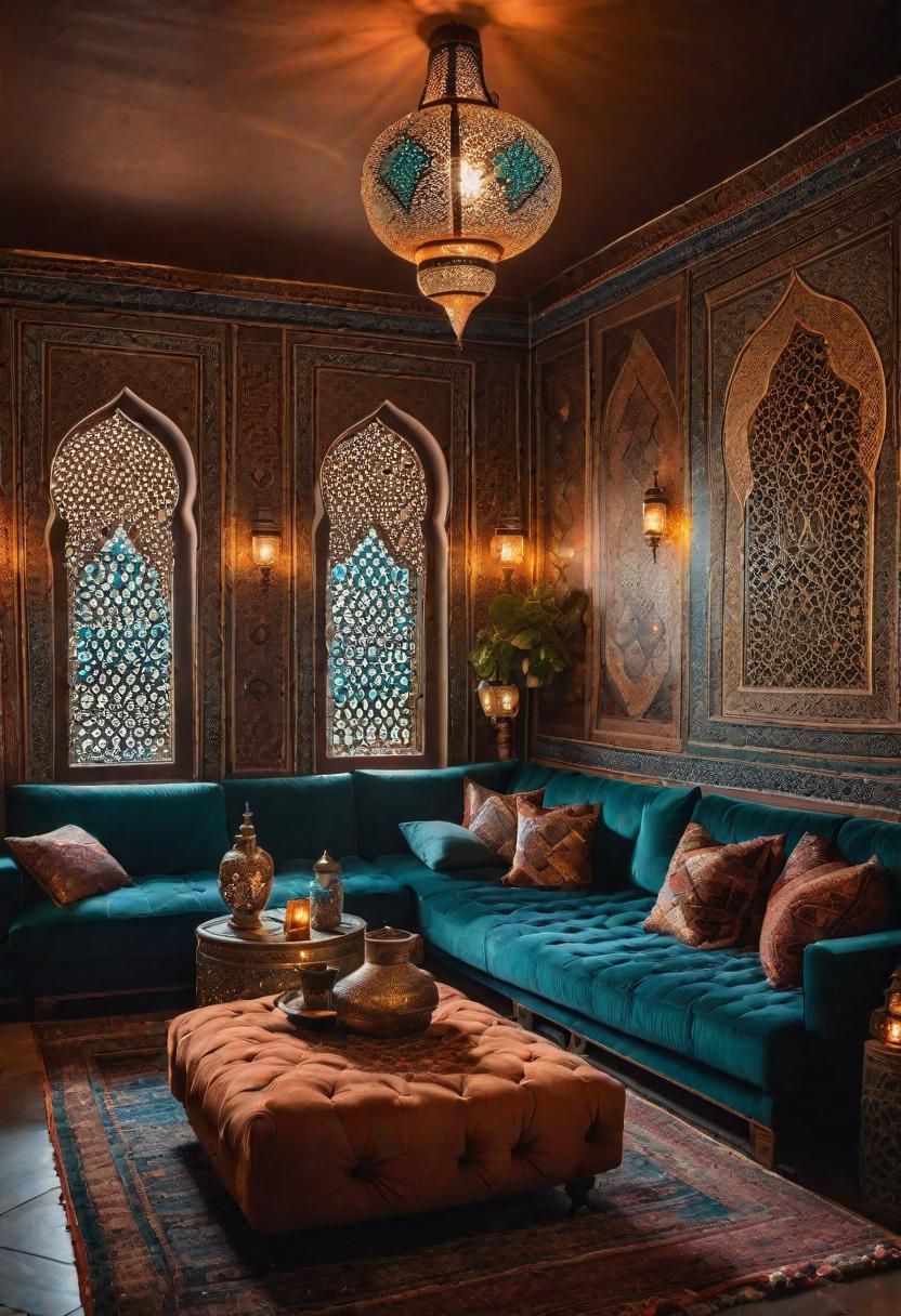 45 Warm & Inviting Cozy Living Room Ideas for Ultimate Relaxation 19 17. Moroccan Jewel-Toned Lounge-0