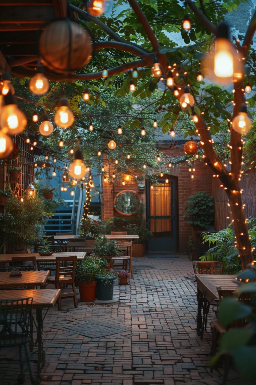 15 Chic Boho Patio Ideas You’ll Love 22 9. Enchanting Tree Branch String Lights-0