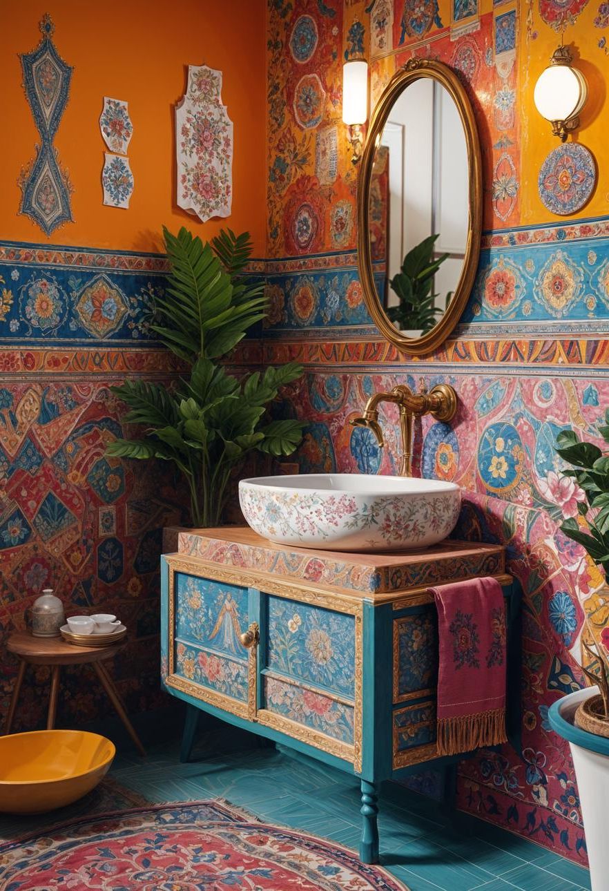16. Boho Ceramic Basin for Colorful Splash-2