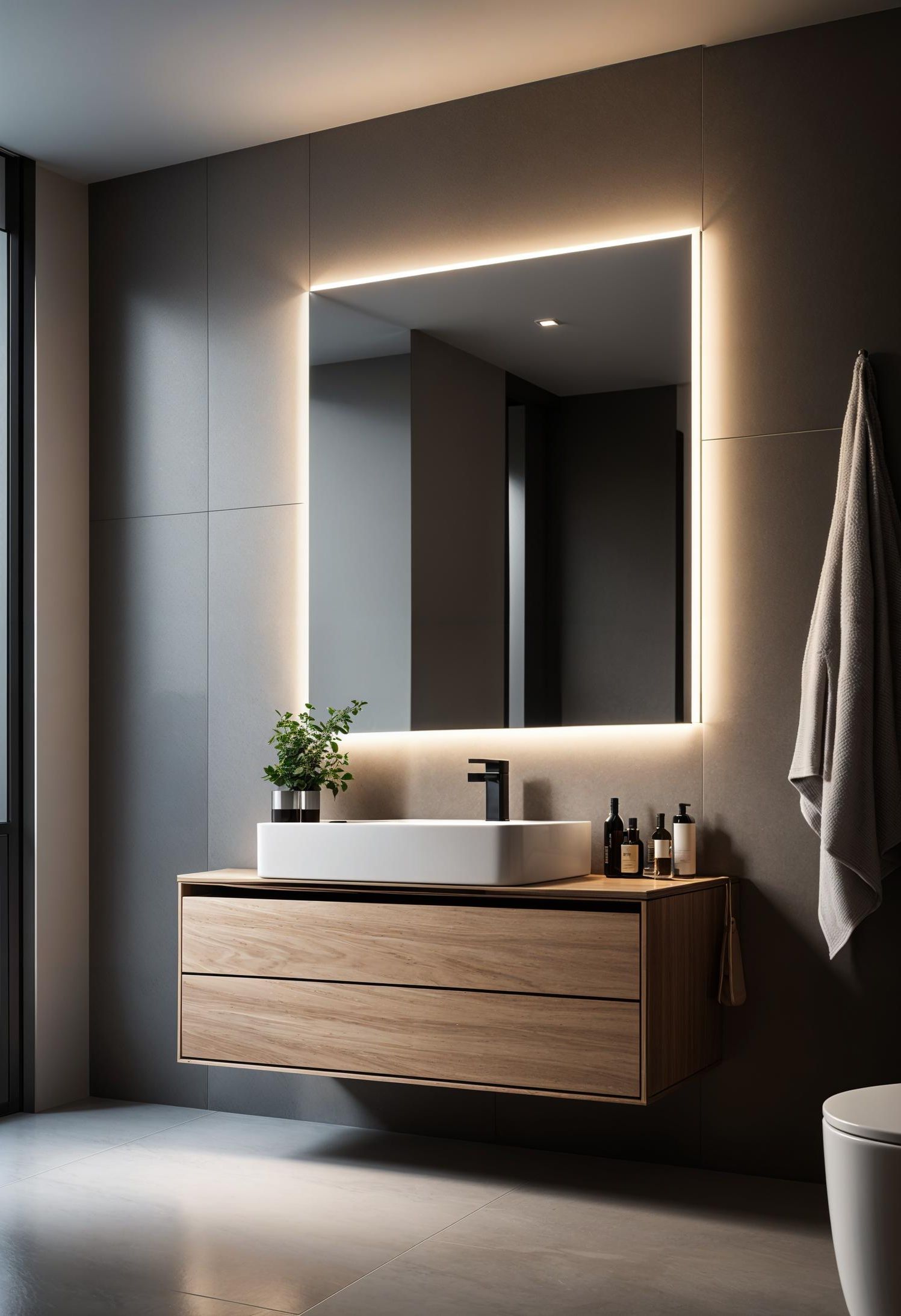 1. Sleek Floating Vanity Units with LED-1