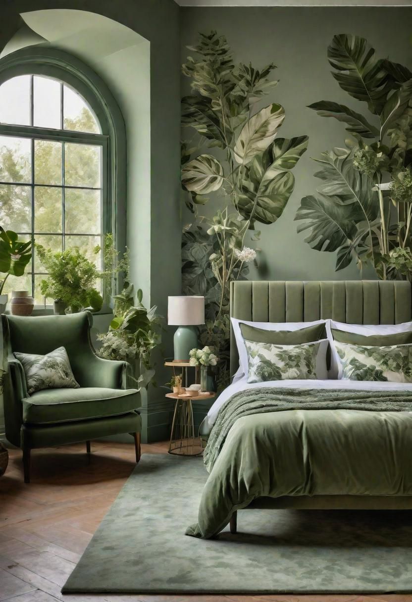 29 Sage Green Bedroom Ideas To Transform Your Space Into An Oasis 29 27. Botanical Print Upholstery-0