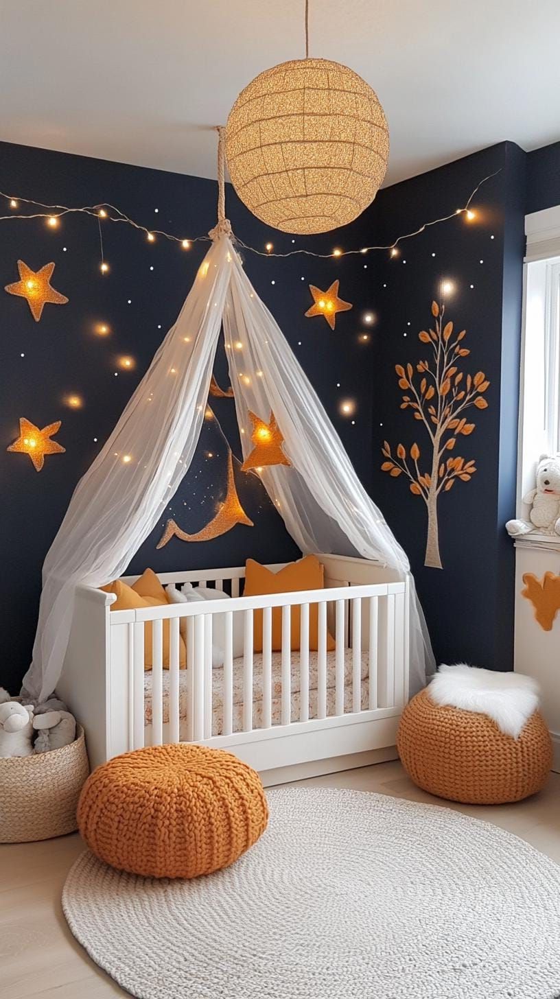 3. Illuminated Canopy Realm with Twinkling String Lights and Night Sky Murals-1