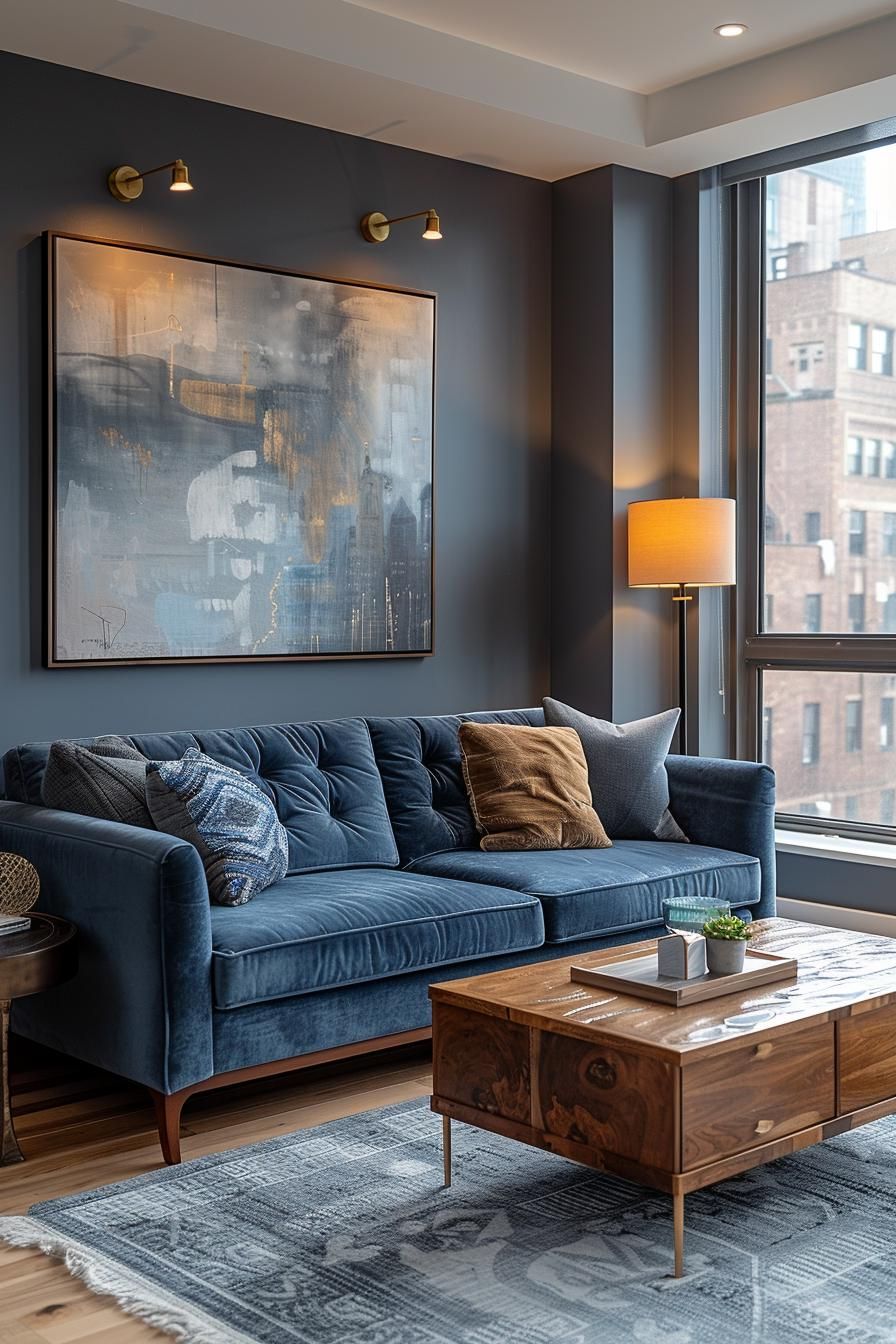 21 Cozy Mid-Century Modern Living Room Ideas 42 14. Chic Statement Wall Art Display-0