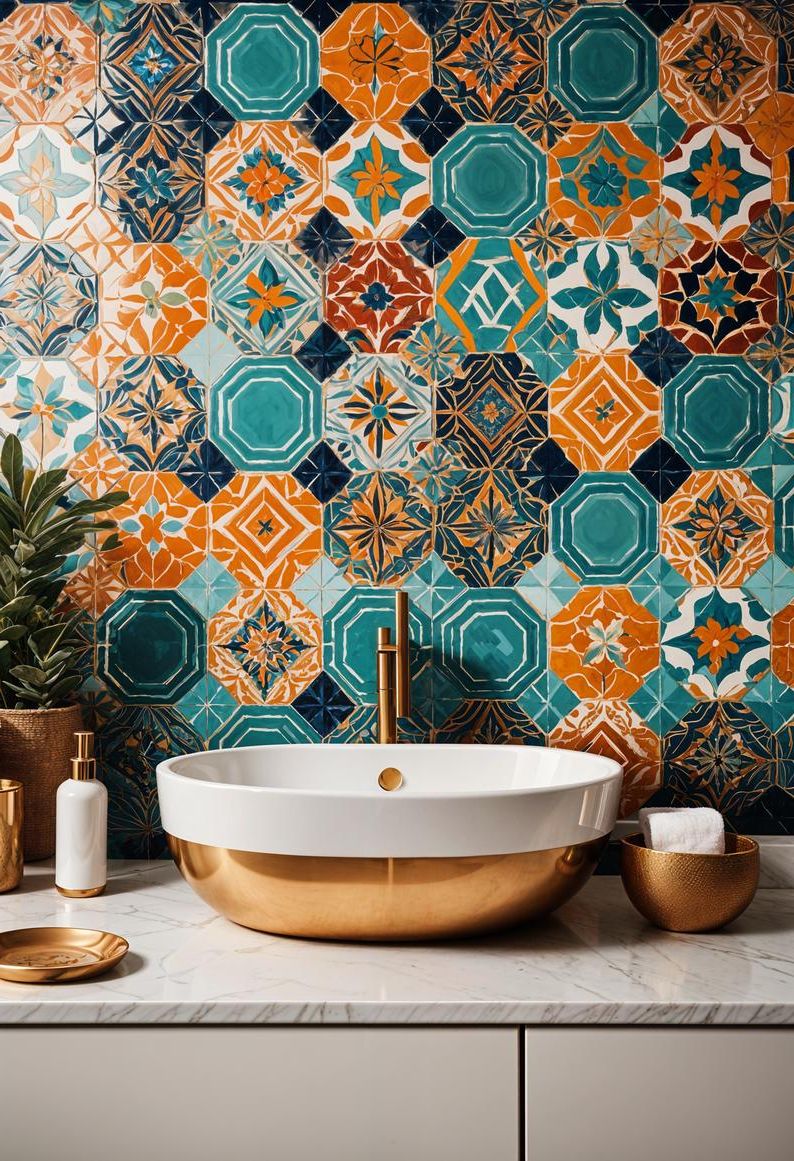9. Geometric Boho Tile Backsplash Ideas-0
