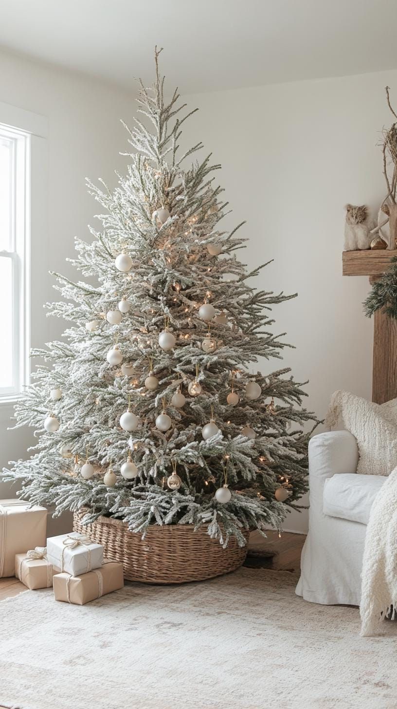 21 Magical Christmas Decor Inspiration for a Cozy Home 39 16. Festive White-Washed Living Room-1