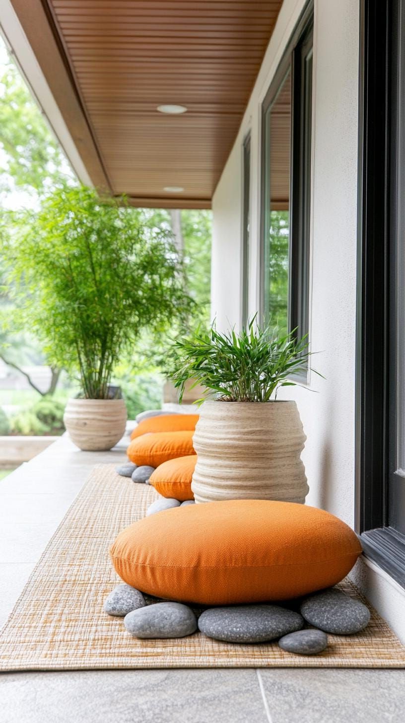 22. Asian fusion with bamboo plants, Zen stones, and low seating arrangements-1