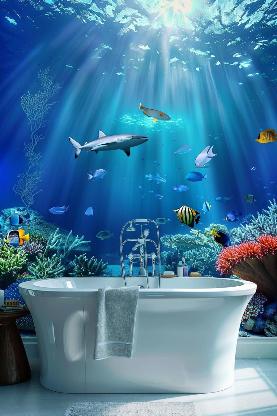 7. Oceanic Bathroom Wallpaper Inspiration-0