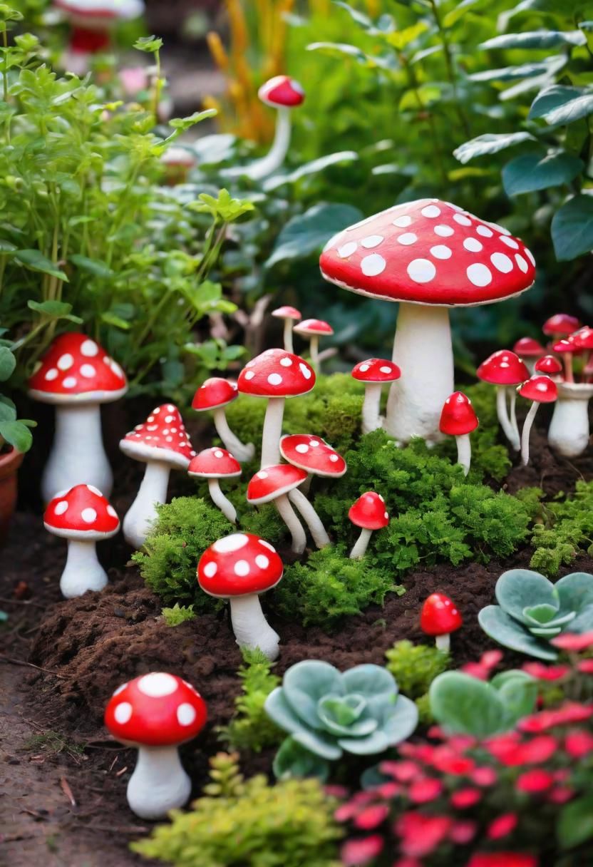41 Stunning Garden Decor Ideas for an Aesthetic Backyard 36 28. Whimsical Clay Toadstool Decor-0