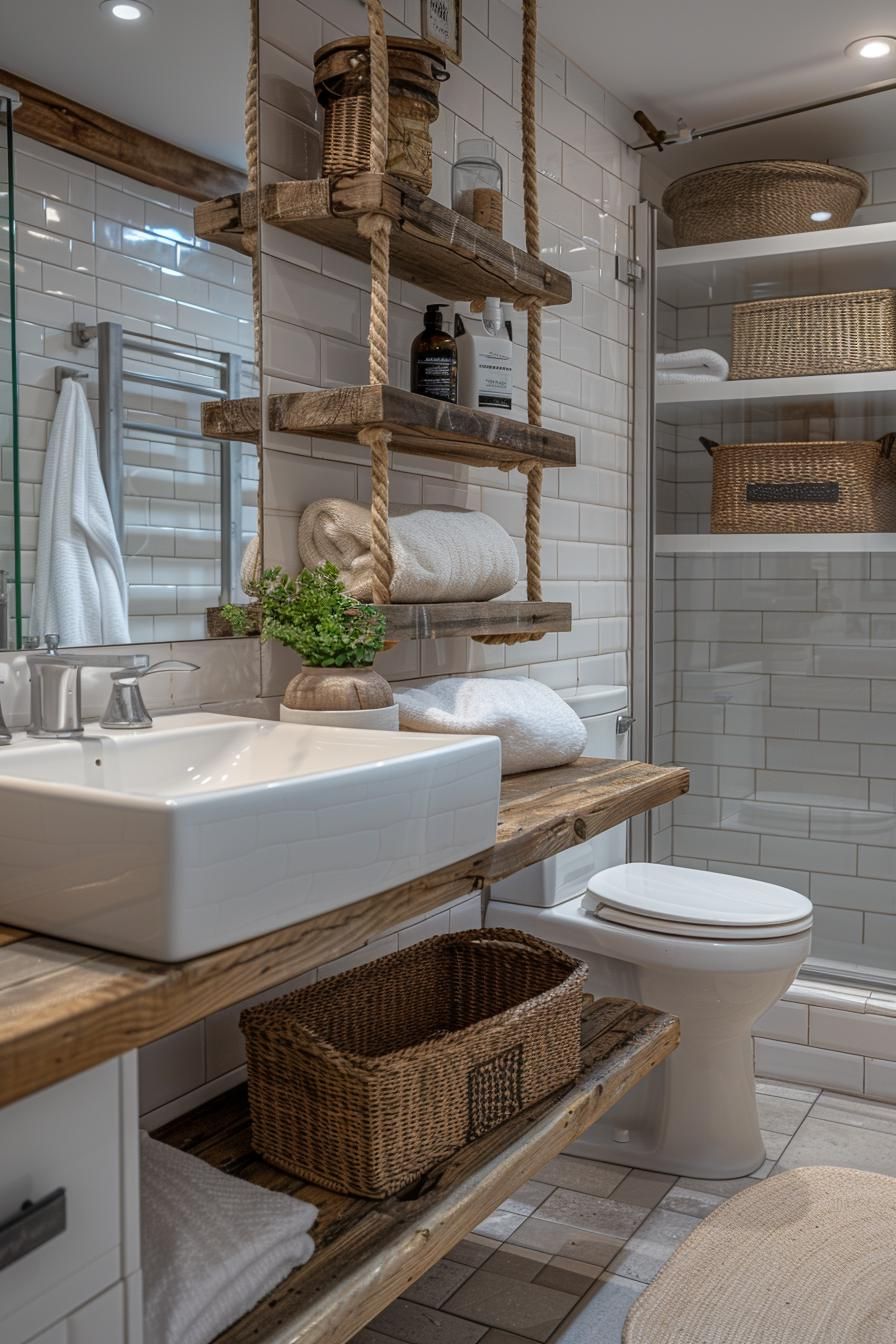 1. Nautical Rope Suspended Shelves-1