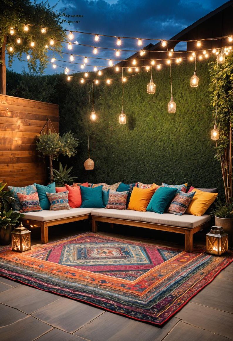 19 Unique Concrete Patio Ideas You Must See (New) 4 1. Boho Chic Concrete Patio Inspiration-1