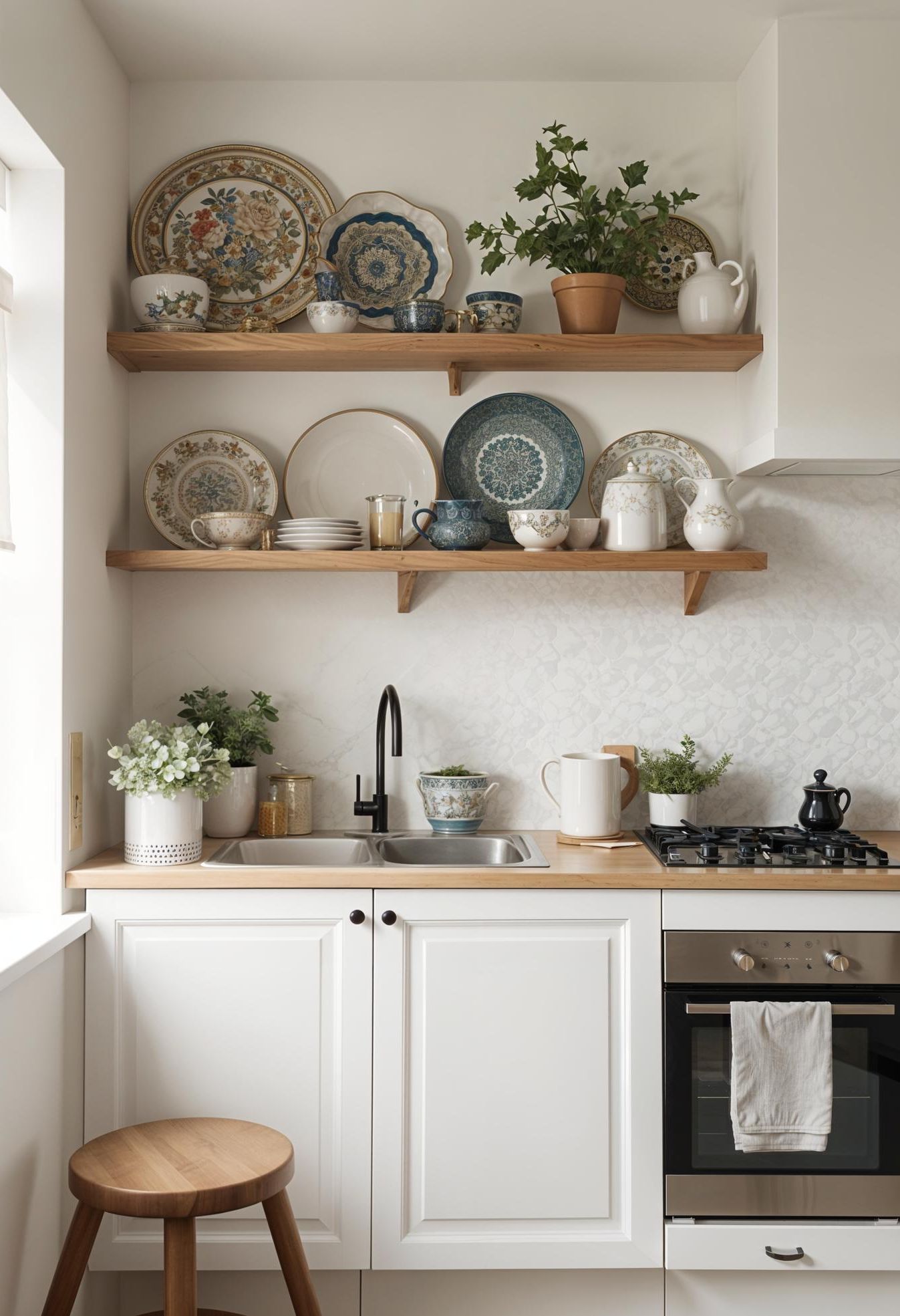 3. Space-Saving Display with Floating Shelves-1