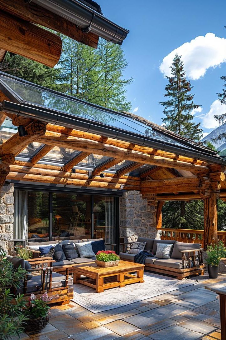 19 Unique Patio Roof Extension Ideas For A Stunning Backyard 44 17. Rustic Cabin Roof Skylight Ideas-1